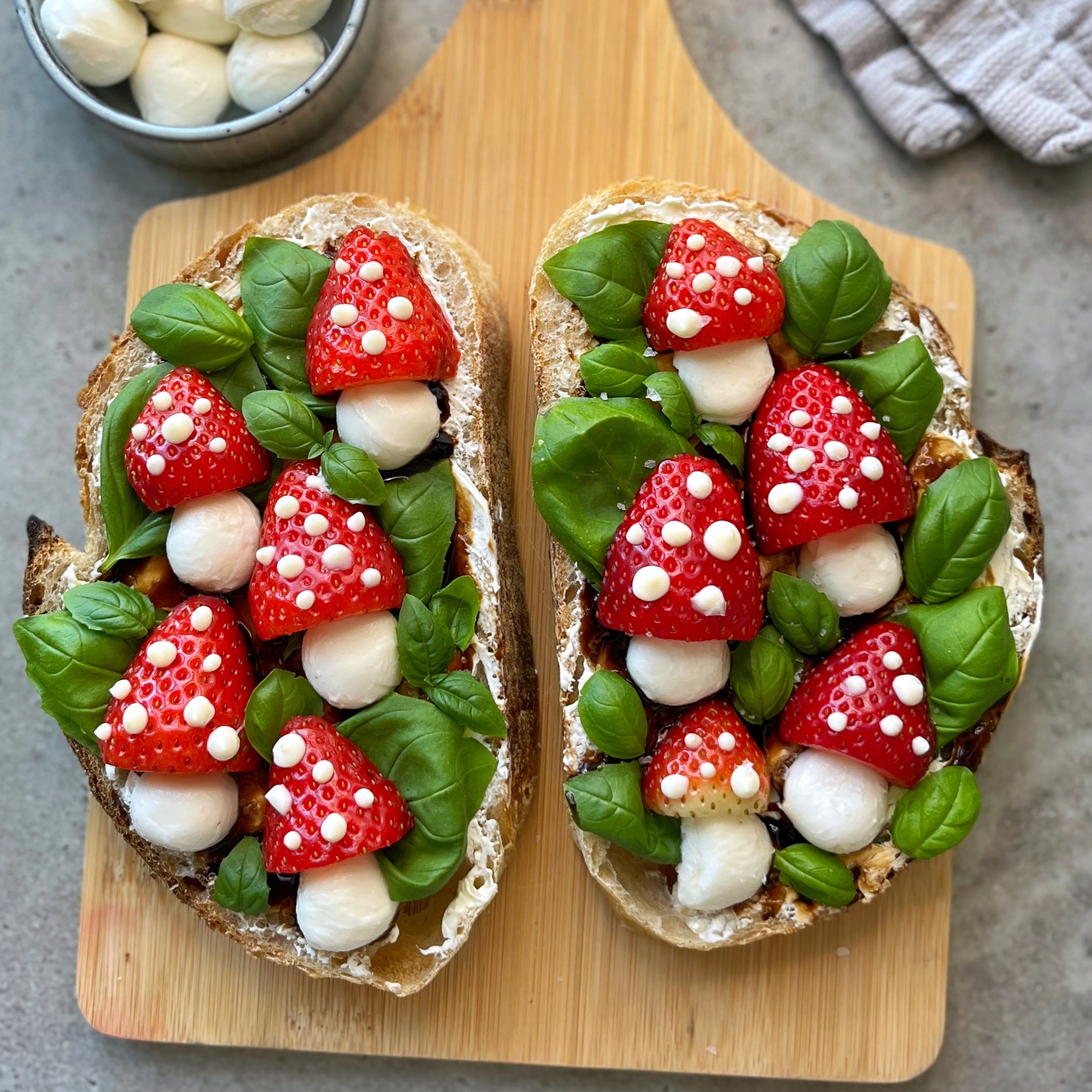 Toadstool Caprese Toast - A Whimsical Lunch Idea