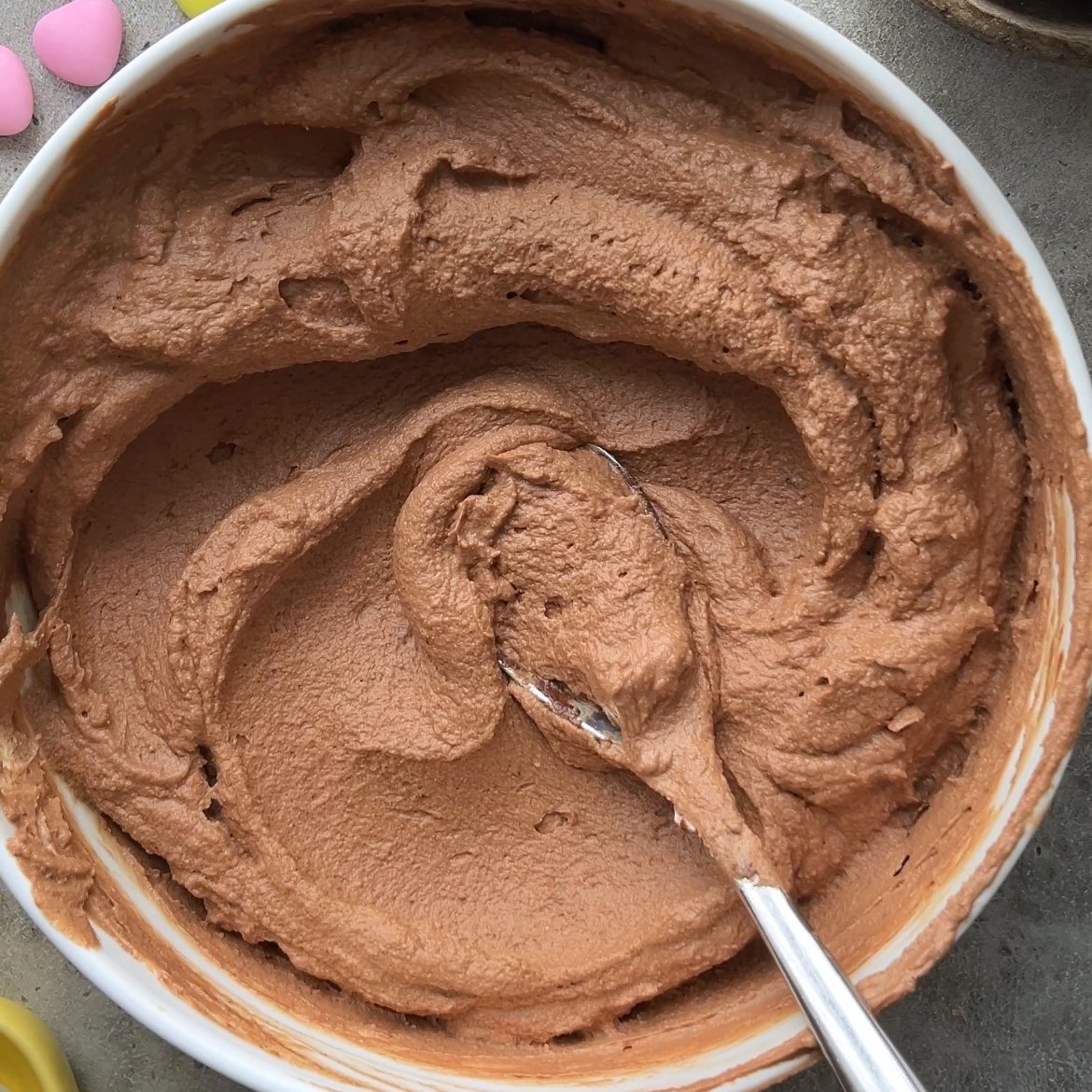 A bowl of rich dark chocolate mousse.